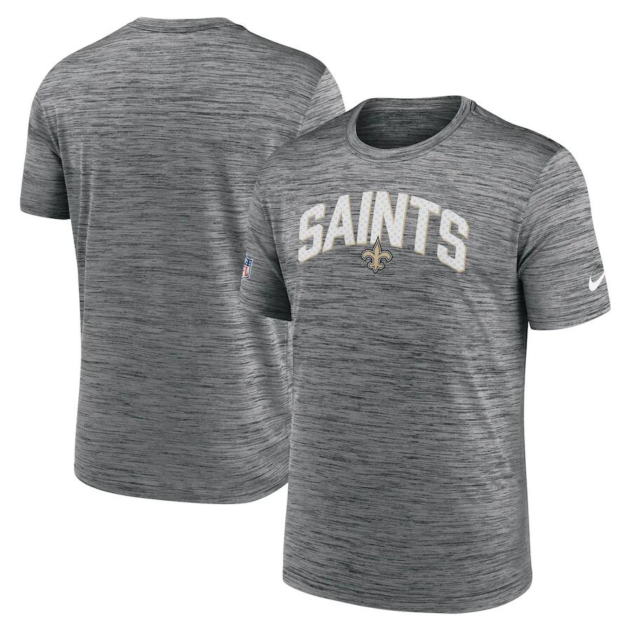 Men's New Orleans Saints Grey Sideline Velocity Stack Performance T-Shirt